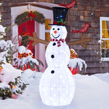 Tangkula 4.8 FT Christmas Lighted Snowman with Red Birds, Indoor/Outdoor Pre-Lit Xmas Snowman with 120 LED Lights
