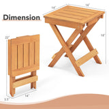 Tangkula Outdoor Folding Side Table, Hardwood Patio Bistro Table with Slatted Tabletop & X-Shaped Legs