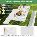 Tangkula 6 Ft Picnic Table, Outdoor Picnic Table with 2 Built-in Benches, Umbrella Hole, Metal Frame & HDPE Tabletop