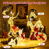 Tangkula 3-Piece Outdoor Christmas Lighted Reindeer Family Set, Light up Xmas Deer Decorations ( 3.4 FT+3.1 FT+1.6 FT )