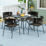 Tangkula Outdoor Dining Table for 4 Persons, 32"x 32" Patio Bistro Table with 1.8" Umbrella Hole