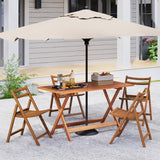 Tangkula Solid Wood Folding Bistro Table with Teak Painting