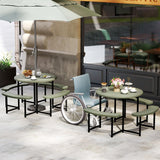 Tangkula 8 Person Picnic Table HDPE Outdoor Round Table and Bench Set