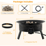 Tangkula Portable Propane Fire Pit 24.5 Inch 58,000 BTU Smokeless Fire Bowl
