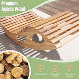Tangkula Outdoor Chaise Lounge Chair, Acacia Wood Rocking Sun Lounger with Slatted Backrest and Seat