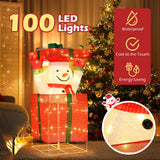 Tangkula Lighted Snowman in Gift Box Christmas Decoration