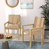 Tangkula Outdoor Chairs Set of 2/4, Patio Dining Chairs w/Paper Rope Woven Seat