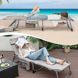 Tangkula Tanning Chair, Outdoor Folding Beach Lounge Chair with Face Hole