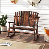 Tangkula 2 Person Wood Outdoor Rocking Chair