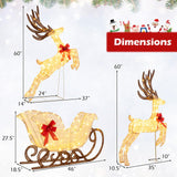 Tangkula 3-Piece Christmas Lighted Reindeer & Sleigh Set