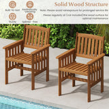 Tangkula Patio Chairs Set of 2/4 Outdoor Solid Wood Chairs with Slatted Seat and Inclined Backrest