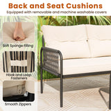 Tangkula 3 Piece L Shaped Patio Furniture Set, Outdoor Wicker Rattan Furniture Set with Thick Cushions
