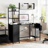Tangkula Computer Desk with 2 Drawers & Open Shelves