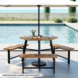 Tangkula 6 Person Acacia Wood Picnic Table