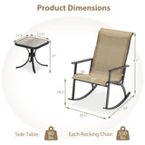 Tangkula 3 Piece Patio Rocker Set with Side Table for Porch