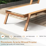 Tangkula Patio Chaise Lounge Chair, 5 Position Adjustable Acacia Wood Patio Lounger