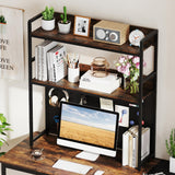 Tangkula Desktop Bookshelf Multipurpose 2-Tier Desk Hutch with Pegboard