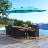 Tangkula 11 Pieces Patio Dining Set with Double-Sided Led Patio Umbrella (Base Included)