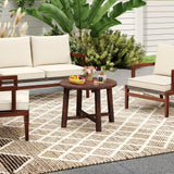Tangkula Patio End Table with Solid Wood Structure