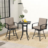 Tangkula 3 Pieces Patio Swivel Bar Set