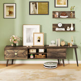 Tangkula Farmhouse TV Stand with 2 Wall Shelves