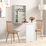 Tangkula Foldable Wall Mounted Desk, Floating Desk with Storage Shelves & Hooks