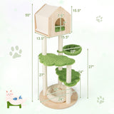 Tangkula Cat Tree Tower, Multi-Level Modern Wood Cat Tower with Sisal Scratching Posts