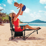 Tangkula 2 in 1 Reclining Camping Chair with Removable Footrest