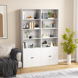 Tangkula Tall Bookcase with Doors, Farmhouse 71" H Freestanding Bookshelf with 6 Shelves & 2-Door Cabinet