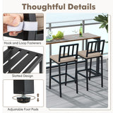 Tangkula Patio Bar Chairs, Heavy-Duty Metal Frame Bar Stools w/Backrest, Indoor Outdoor Barstools