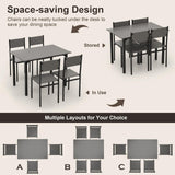 Tangkula Dining Table Set for 4, Retro Kitchen Table and Chairs Set for 4
