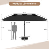 Tangkula 15FT Double-Sided Patio Umbrella with Base