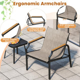 Tangkula 3 Piece Outdoor Bistro Set with Breathable Fabric Seat