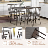 Tangkula Dining Table Set for 4, Kitchen Table and Chairs Set of 4 w/Metal Frame, 360° Swivel Feet