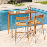 Tangkula Patio Bar Table, Heavy Duty Rectangle Metal Frame 48 Inches Outdoor Counter Height Table