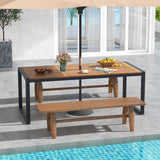 Tangkula Outdoor Dining Table for 8, 79 Inches Acacia Wood Patio Table with 1.9 Inches Umbrella Hole