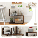 2 Tier Geometric Bookshelf, Freestanding Wood Display Shelf - Tangkula