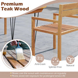Tangkula Outdoor Teak Wood Chair with Slatted Seat & Backrest