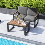 Tangkula 2 Piece Patio Aluminum Furniture Set(Gray)