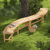Tangkula Patio Curved Bench Solid Wood Fire Pit Bench