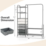 Tangkula Heavy Duty Clothes Rack with 6 Removable Drawers, 3-Tier Open Shelves & 2-Tier Metal Shoe Rack