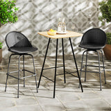 Tangkula Rattan Swivel Barstools Set