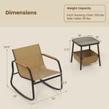 Tangkula 3 Piece Rocking Bistro Set Outdoor with Storage Basket