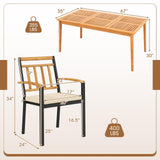 Tangkula 7 Piece Patio Wood Dining Set with Umbrella Hole with Metal Frame