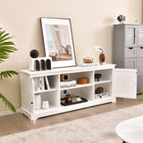 Tangkula White TV Stand for TVs up to 65" Home Entertainment Center with 2 Storage Cabinets & Adjustable Shelves