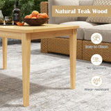 Tangkula Outdoor Teak Wood Coffee Table, Premium Solid Wood Patio Side Table w/Slatted Tabletop