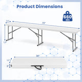 Tangkula 6 FT Plastic Folding Bench, Foldable Bench Seat with Carry Handle, Non-Slip Mat