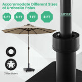 Tangkula Patio Umbrella Base, Heavy-Duty 54 lbs Market Stand w/4 Universal Wheels, 2 Receivers, Square Pole Stand