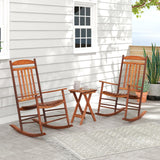 Tangkula 3-piece Outdoor Poplar Wood Rocking Bistro Set