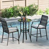 Tangkula Patio Bar Stools(w/Armrest)
